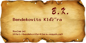 Bendekovits Klára névjegykártya